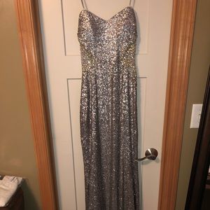 Silver sequined formal dress